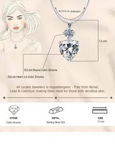 LeCalla 925 Sterling Silver Rhodium-Plated Cubic Zirconia Heart Shaped Pendant With Chain