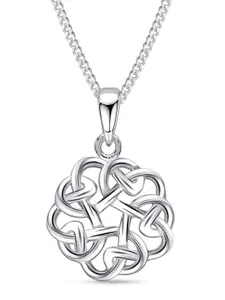 LeCalla 925 Sterling Silver Rhodium-Plated Celtic Wheel Of Life Knot Pendant With Chain