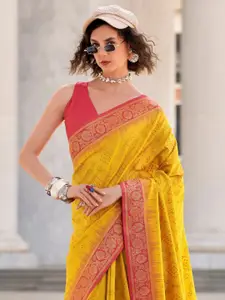 DEVATITHI Bandhani Zari Silk Blend Banarasi Saree