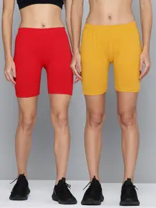 Jinfo Women Pack Of 2 Skinny Fit Cycling Cotton Sports Shorts