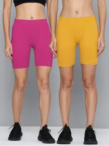 Jinfo Women Pack Of 2 Skinny Fit Mid-Rise Cycling Sports Shorts