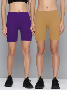 Jinfo Women Pack Of 2 Skinny Fit Cycling Sports Shorts