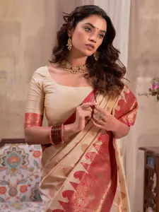 DEVATITHI Woven Design Zari Silk Blend Saree