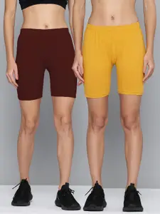 Jinfo Women Pack of 2 Cotton Skinny Fit Cycling Sports Shorts