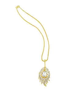 Mahi Studded Morpankh-Shaped Pendant with Chain