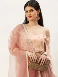 Ethnovog Embellished Sequinned Semi-Stitched Lehenga & Unstitched Blouse With Dupatta