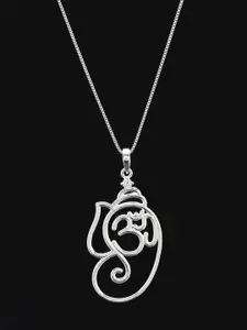 Exotic India Sterling Silver-Plated Om Ganesha Pendant