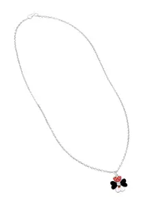 Mahi Black & White Meenakari Work Enamel Floral Necklace Pendant