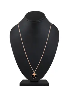 Mahi Black Meenakari Work Enamel Floral Necklace Pendant