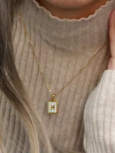 SALTY Gold & White Sign of the Stars Zodiac Aries Pendant With Chain