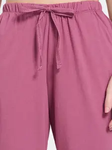 Dreamz by Pantaloons Women Typo-Graphic Printed Pure Cotton High Rise Lounge Pants