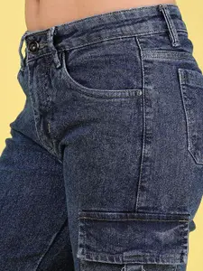 V-Mart Girls Light Fade Low-Rise Cargo Styles Denim Jeans