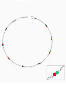 GIVA 925 Silver-Plated Artificial Beads Beaded Ember Spark Anklet