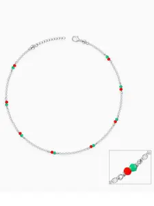 GIVA 925 Silver-Plated Artificial Beaded Ember Spark Anklet