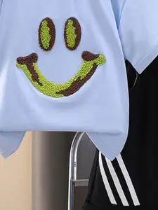 INCLUD Boys Smiley Patch Embellished T-shirt With Striped Shorts