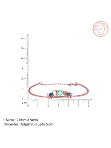 GIVA Women 925 Silver Rose Gold-Plated Cubic Zirconia Studded Bangle-Style Bracelet