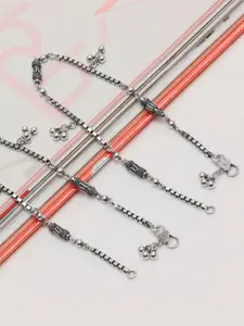 LeCalla Silver-Plated Artificial Stones and Beads Anklet