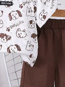 INCLUD Boys Dog Printed T-shirt With Shorts