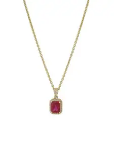 Anouk Sterling Silver Gold-Plated Cubic Zirconia Stone-Studded Pendant With Chain