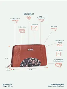 ZOUK Arika Women Chittoor Blue Kalamkari Printed Zipper Wallet