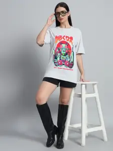 N1F FASHION Women Graphic Printed Round Neck Cotton Oversized T-shirt