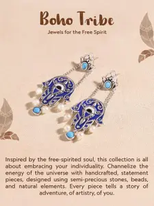 Voylla Women Brass Oxidised Silver-Plated Wraparound Bracelet