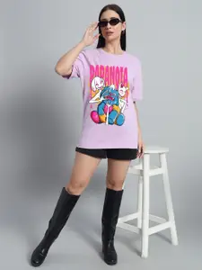 N1F FASHION Women Graphic Printed Round Neck Cotton Oversized T-shirt