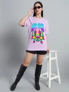 N1F FASHION Women Graphic Printed Round Neck Cotton Oversized T-shirt