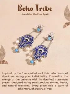 Voylla Women Brass Oxidised Silver-Plated Cuff Bracelet