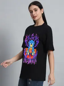 N1F FASHION Women Graphic Printed Round Neck Cotton Oversized T-shirt