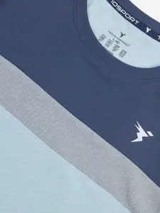 Technosport Men Colourblocked Antimicrobial Pockets Slim Fit Sports T-shirt with MATPIQ