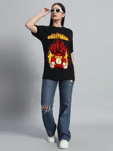 N1F FASHION Women Graphic Printed Round Neck Cotton Oversized T-shirt