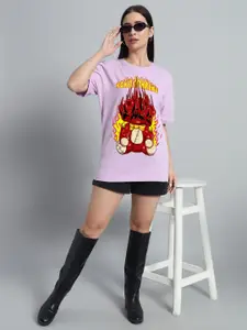 N1F FASHION Women Graphic Printed Round Neck Cotton Oversized T-shirt