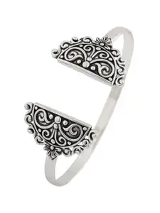 Voylla Women Brass Oxidised Silver-Plated Cuff Bracelet
