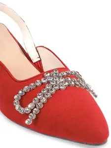 NELCOZ Embellished PU Kitten  Pumps Heels