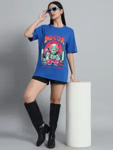 N1F FASHION Women Graphic Printed Round Neck Cotton Oversized T-shirt