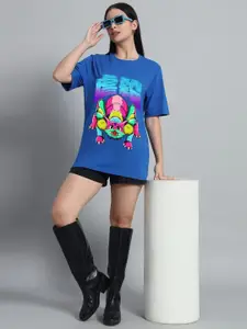 N1F FASHION Women Graphic Printed Round Neck Cotton Oversized T-shirt