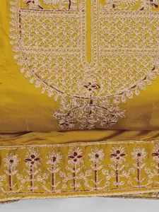 ASISA Floral Embroidered Zari Chanderi Silk Unstitched Dress Material