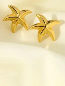SUBHAGALANKAR Stainless Steel Gold-Plated Star Shaped Studs