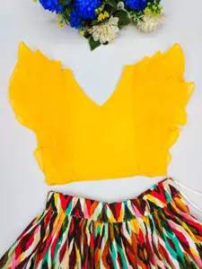 JOVK DESIGN Girls Abstract Printed Lehenga With Blouse