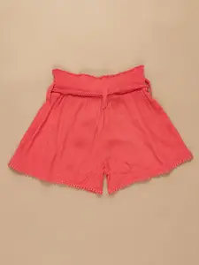 Purple United Kids Girls Loose Fit Mid-Rise Shorts