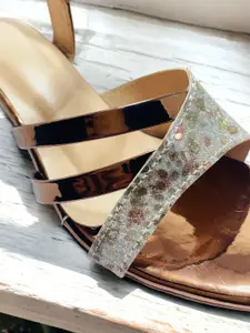 FABBMATE Women Pack Of 2 Embellished Party Open Toe Block Sandals