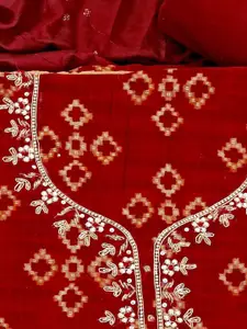 ASISA Geometric Printed Beads and Stones Pure Cotton Unstitched Dress Material