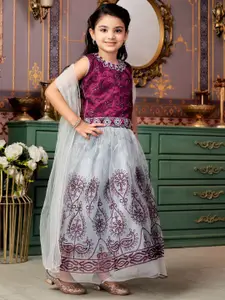 Sangria Girls Thread  Embroidered Net Lehenga Choli With Dupatta