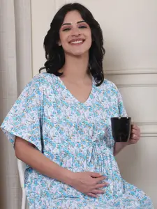Secret Wish Women Floral Printed Pure Cotton Maxi Nightdress