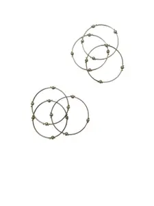 FEMMIBELLA Set Of 6 Silver-Plated Artificial Beads Beaded Bangles