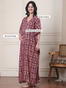Secret Wish Printed Pure Cotton Maxi Nightdress
