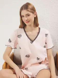 Trendyol Women Printed Pure Cotton Night Suit