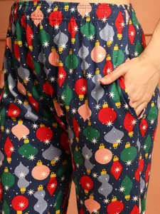 ETC Women Printed Cotton Mid-Rise Lounge Pants