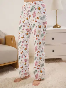 Trendyol Women Printed T-Shirt & Trousers Pure Cotton Night Suits